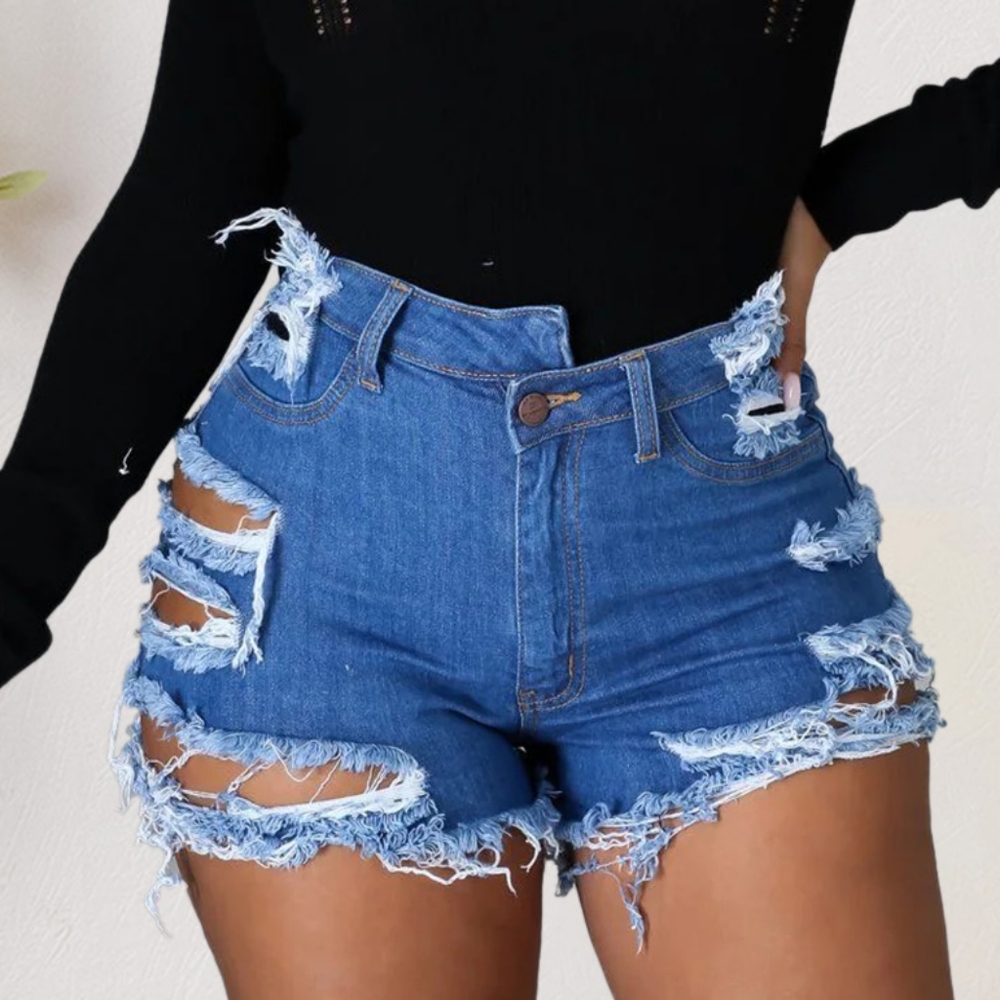 Raw Rebellion Distressed Denim Shorts - Medium - Picture 3 of 4